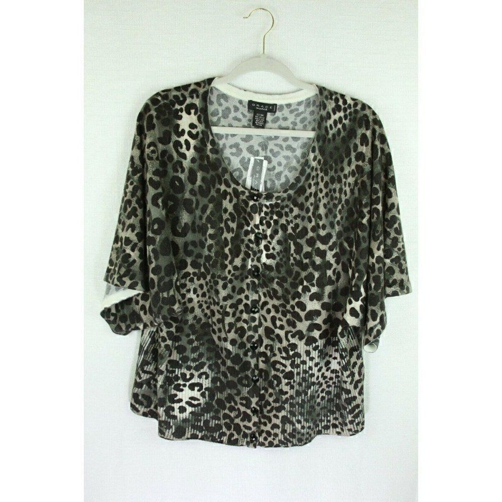 Grace 22 24 Sweater Leopard Print cardigan NEW
